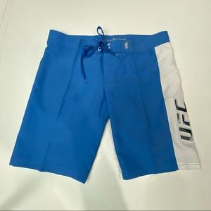 UFC men’s blue & white shorts snap & tie front New